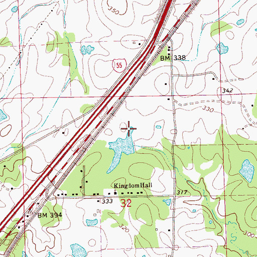 Topographic Map of Dixon Pond Dam, MS