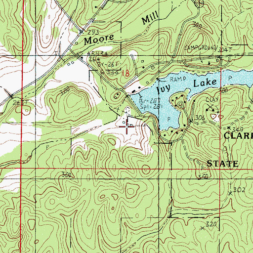 Topographic Map of Clarke County State Park Lake Dam, MS