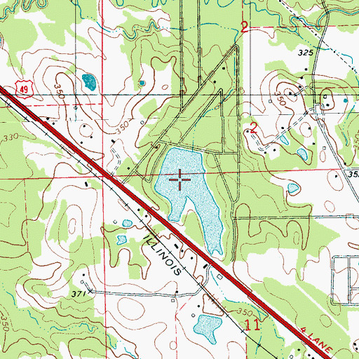 Topographic Map of Lake Shores Lake Dam, MS