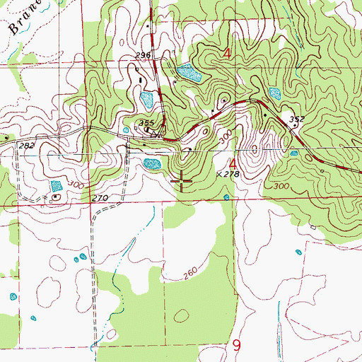 Topographic Map of Raymond Brothers Lake Dam, MS