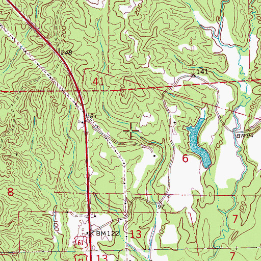 Topographic Map of Purks Lake Dam, MS