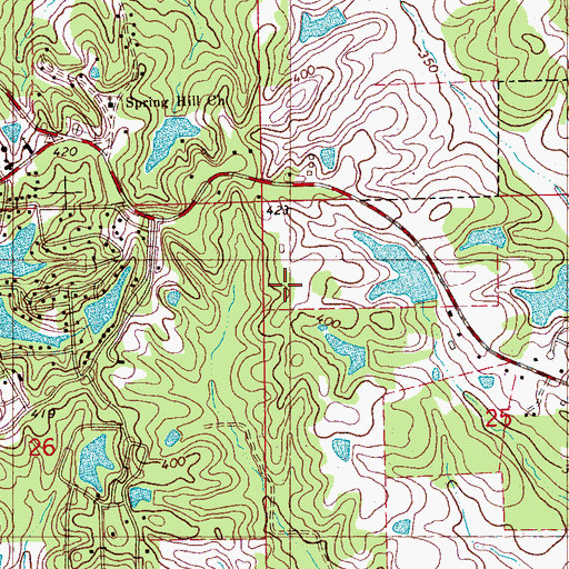 Topographic Map of Cortney Lake Dam, MS