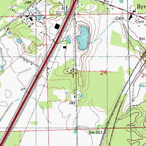 Topographic Map of Burtons Pond Dam, MS