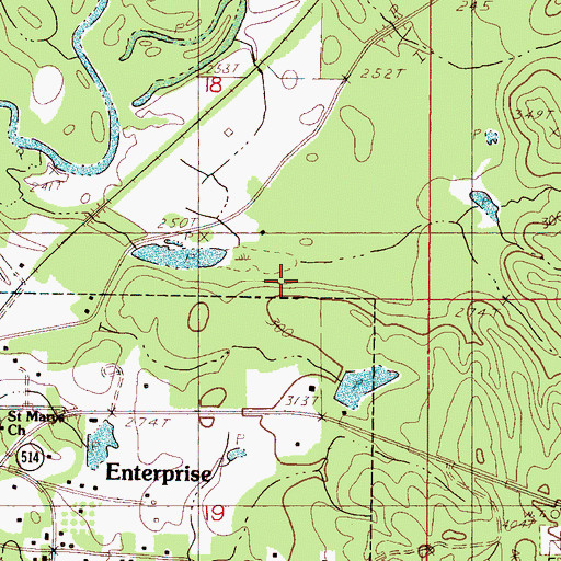 Topographic Map of Jesse Davis Pond Dam, MS