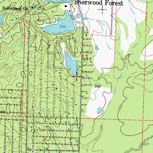 Topographic Map of Robin Hood Lake Number 4 Dam, MS