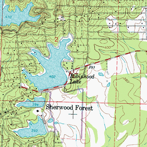 Topographic Map of Robin Hood Lake Number 1 Dam, MS
