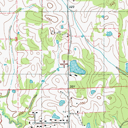 Topographic Map of Rice Acres Lake Dam, MS