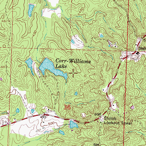 Topographic Map of Rocket Lake Dam, MS