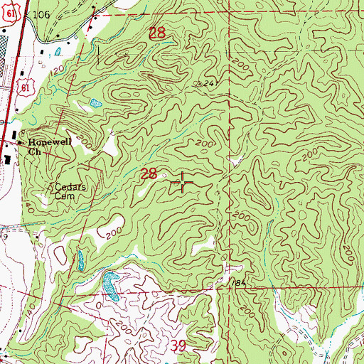 Topographic Map of Warrenton Heights Recreation Lake Dam, MS