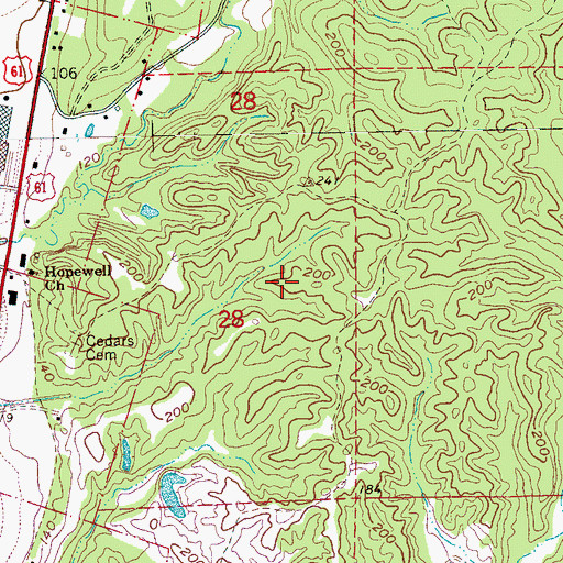 Topographic Map of Kellogg Lake Dam, MS