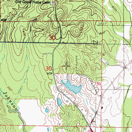 Topographic Map of Carroway Lake Dam, MS