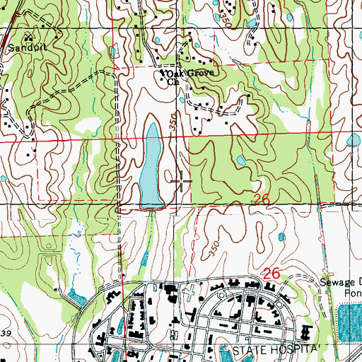 Topographic Map of Patrick Lake Dam, MS