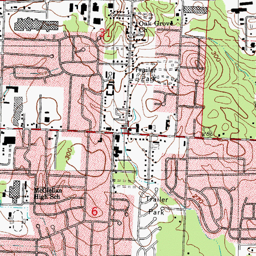 Topographic Map of Bread of Heaven Church, AR