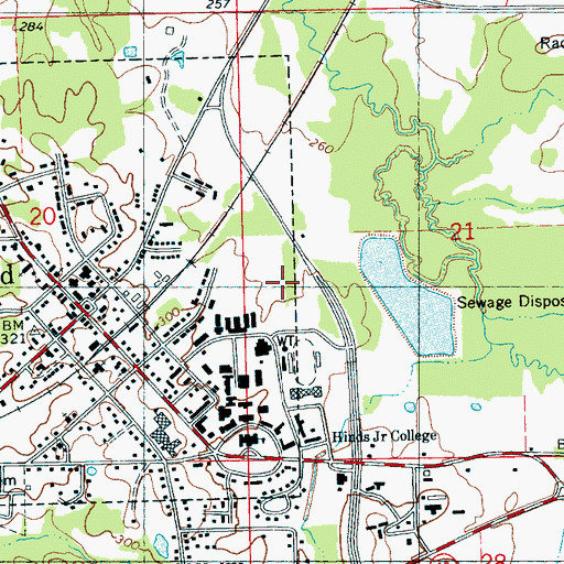 Topographic Map of Raymond Sewage Lagoon Dam, MS