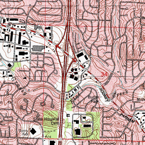 Topographic Map of Breckenridge Village Shopping Center, AR