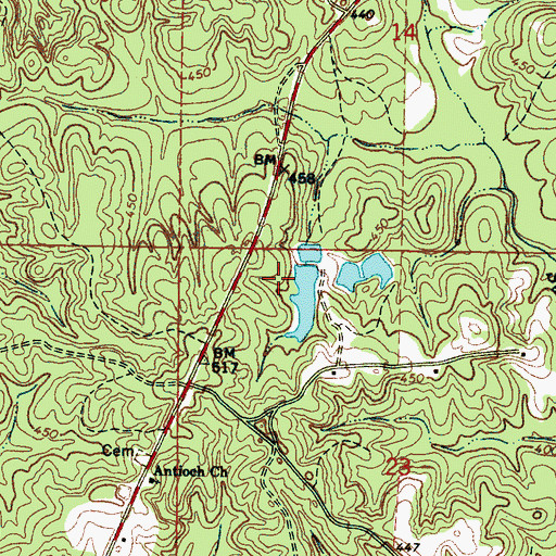 Topographic Map of Fahrbach Lake Dam, MS