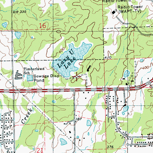 Topographic Map of Lazy U Club Lake Dam, MS