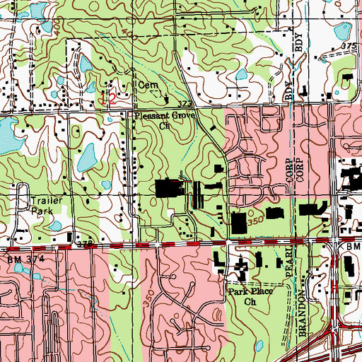 Topographic Map of Crossgates Lake Dam, MS