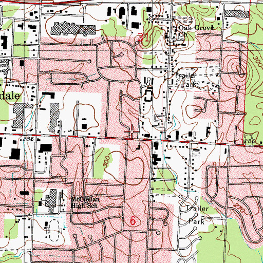 Topographic Map of Brentwood Shopping Center, AR
