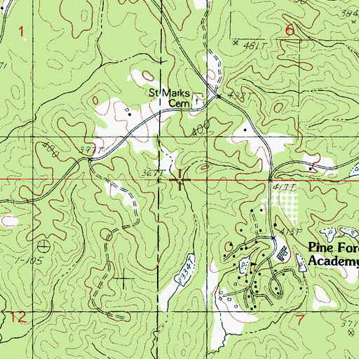 Topographic Map of Pine Forest Academy Pond Dam, MS