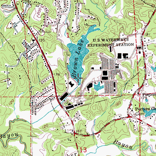 Topographic Map of Waterways Experiment Station Dam, MS
