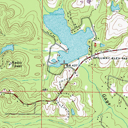 Topographic Map of Cresant Lake Dam, MS