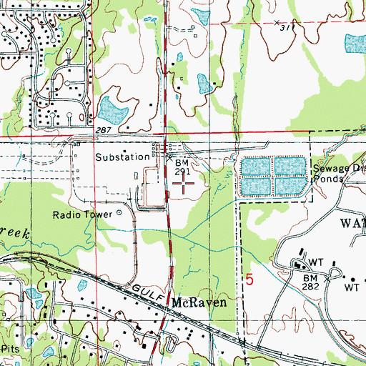 Topographic Map of South Clinton Sewage Lagoon Dam, MS