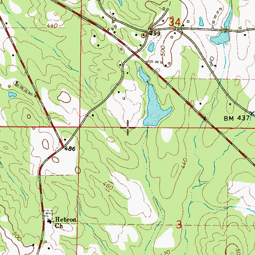 Topographic Map of McDonald Pond Dam, MS