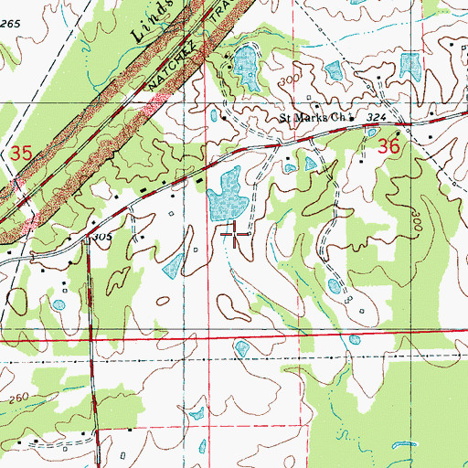 Topographic Map of Jones Lake Dam, MS
