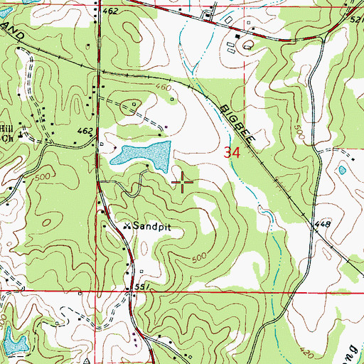 Topographic Map of Roland Kimbrell Lake Dam, MS