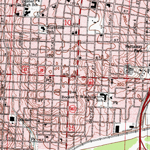 Topographic Map of Broadway Plaza Shopping Center, AR