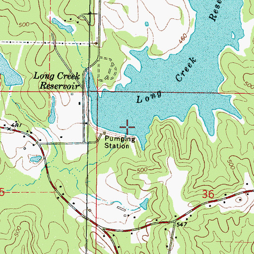 Topographic Map of Long Creek Reservoir Dam, MS