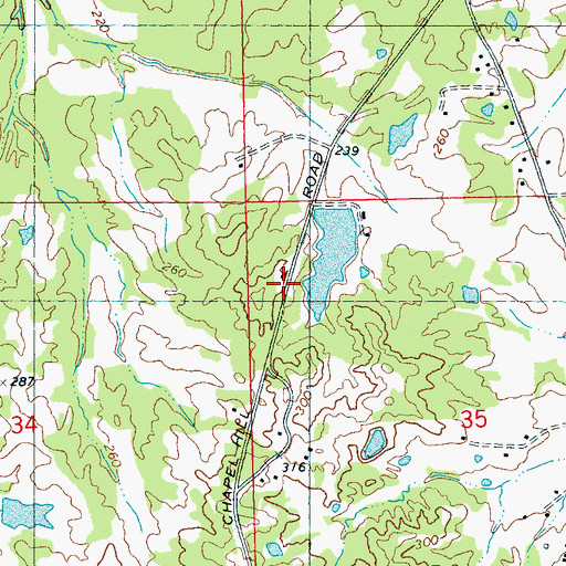 Topographic Map of Walter Vinson Lake Dam, MS