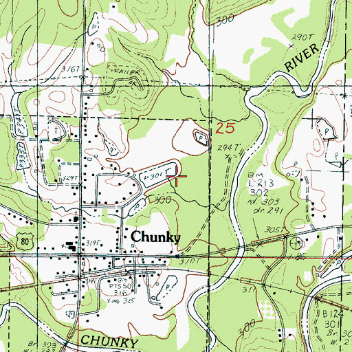 Topographic Map of Mrs Graham Lake Dam, MS