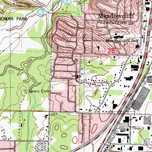 Topographic Map of Brookwood First Baptist Church, AR
