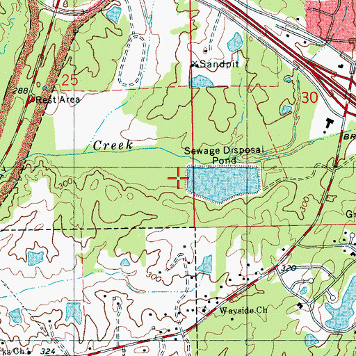 Topographic Map of Clinton Sewage Lagoon Dam, MS