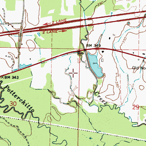 Topographic Map of W Parks Lake Dam, MS