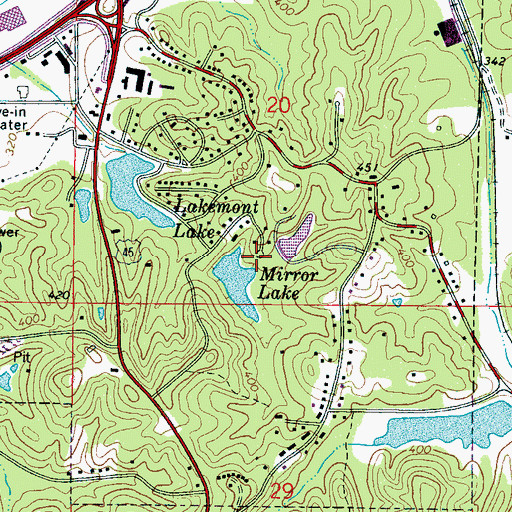Topographic Map of Mirrow Lake Dam, MS