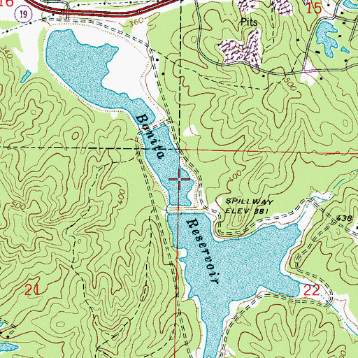 Topographic Map of Bonita Reservoir Number 2 Dam, MS