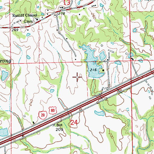 Topographic Map of Vance Lake Dam, MS