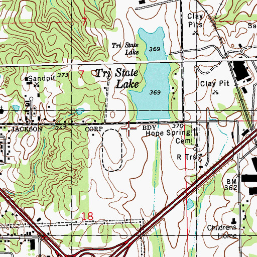 Topographic Map of Tri State Brick and Tile Lake Dam, MS