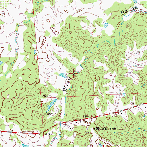 Topographic Map of Openwood Plantation Lake Dam, MS
