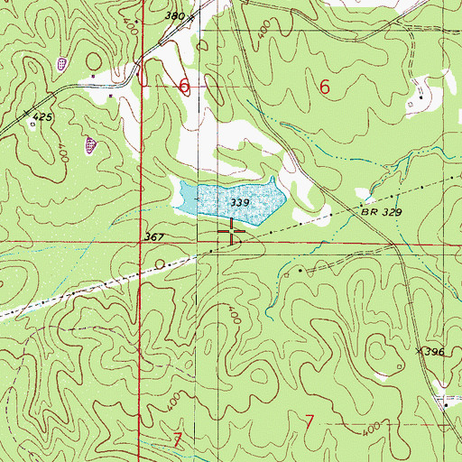 Topographic Map of Ed Snow Lake Dam, MS