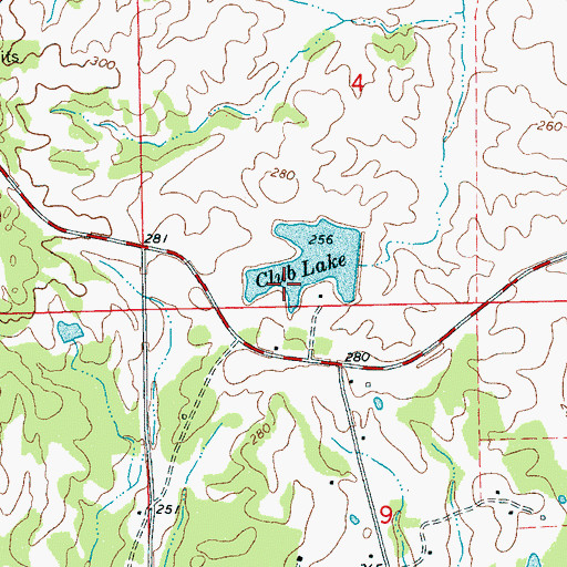 Topographic Map of Queens Hill Club Lake Dam, MS