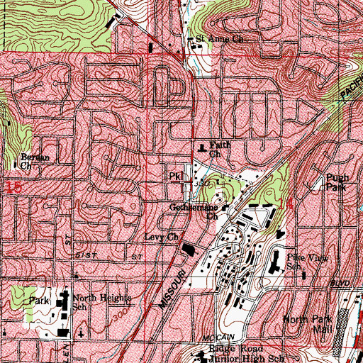 Topographic Map of Camp Robinson Park, AR