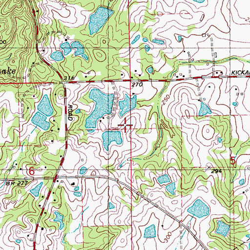 Topographic Map of J C Gladney Lake Dam, MS