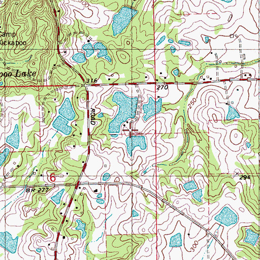 Topographic Map of J C Gladney Lake Dam, MS