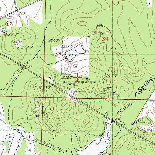 Topographic Map of McWrights Lake Dam, MS