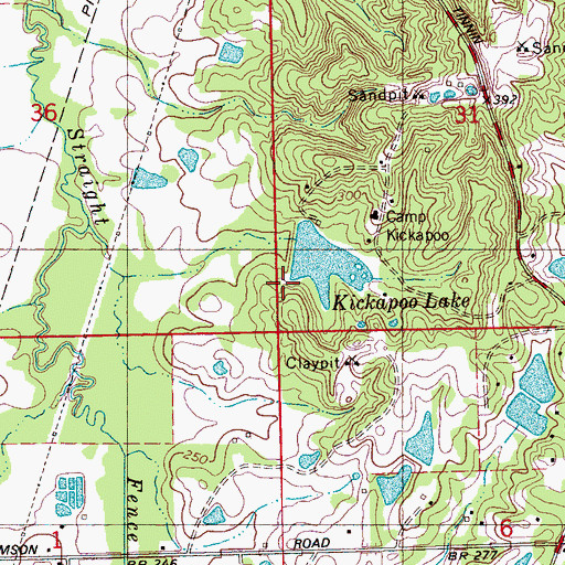 Topographic Map of Kickapoo Lake Dam, MS