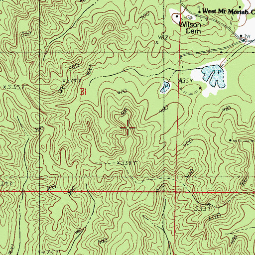 Topographic Map of Warrens Lake Dam, MS